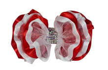 Load image into Gallery viewer, Luxury Ruffle Hair Bow - Candy Cane Style