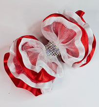 Load image into Gallery viewer, Luxury Ruffle Hair Bow - Candy Cane Style