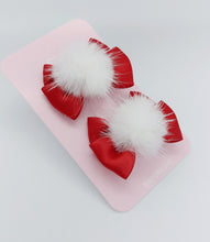 Load image into Gallery viewer, Festive Pompom Hair Bows