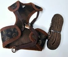 Load image into Gallery viewer, Floral Brown Harness and Leash Set
