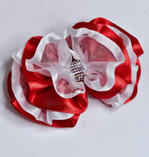 Load image into Gallery viewer, Luxury Ruffle Hair Bow - Candy Cane Style
