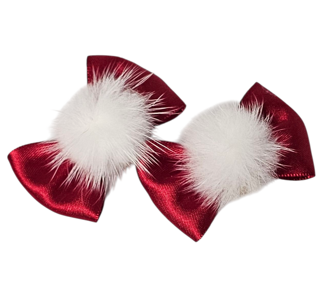 Winter Wonderland Pom Pom Bows Set Of 2