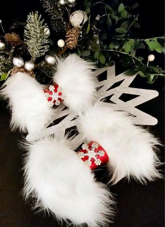 Christmas White Fluffy Bow Tie and Hair Bow