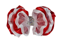 Load image into Gallery viewer, Luxury Ruffle Hair Bow - Candy Cane Style
