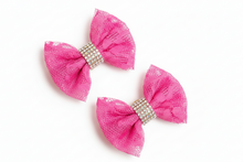 Load image into Gallery viewer, Pink lace bows on white background
