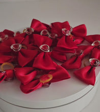 Load and play video in Gallery viewer, Sweetheart Red Satin Grooming Bow Set of 10pcs
