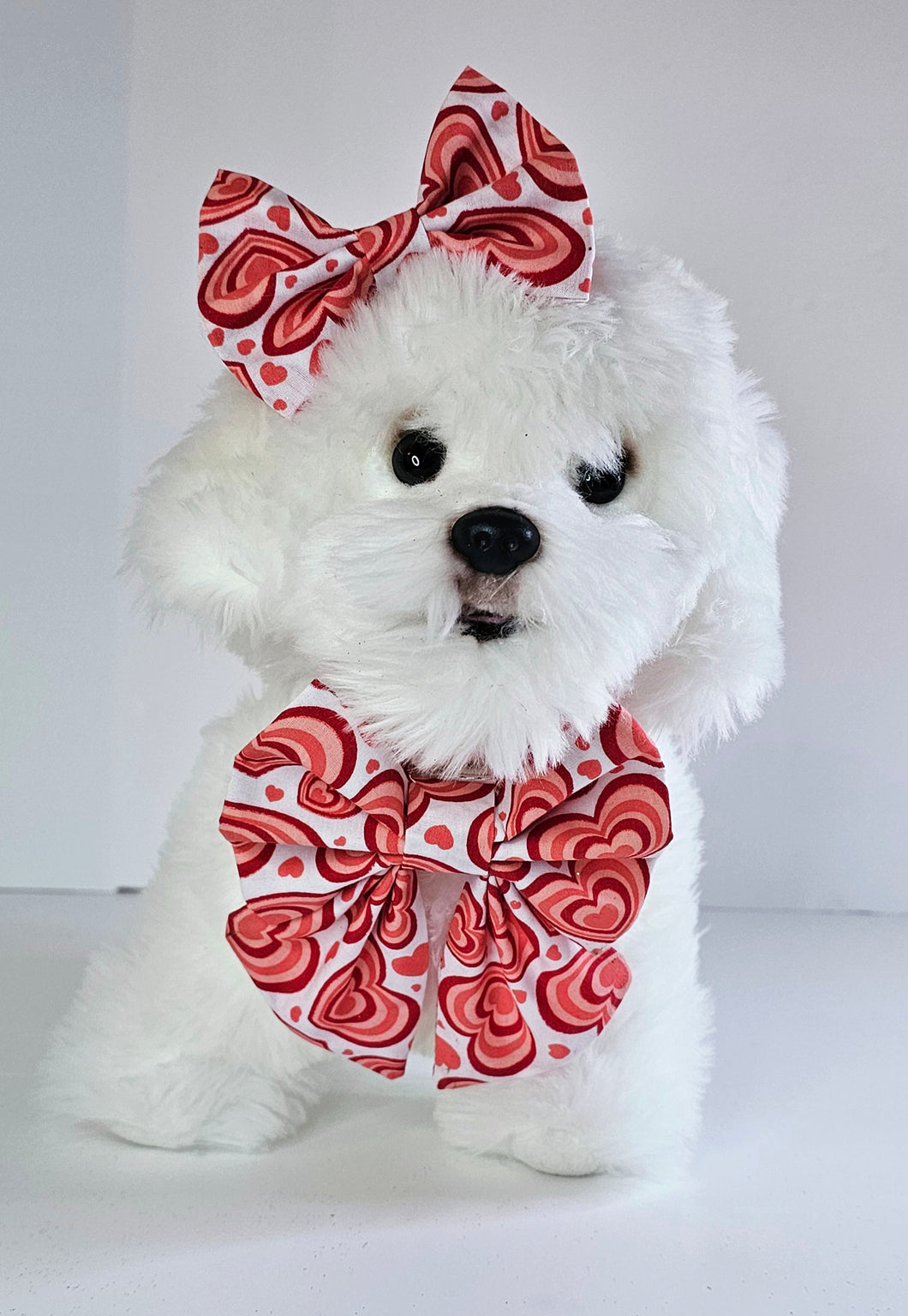 Red hearts bow tie and hair bow