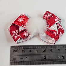 Load image into Gallery viewer, Red Christmas Pom Pom Bow
