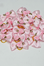 Load image into Gallery viewer, Pink Rose Bows on Elastic – Dog Grooming Hair Bows (10 pcs)

