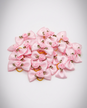 Load image into Gallery viewer, Pink Rose Bows on Elastic – Dog Grooming Hair Bows (10 pcs)
