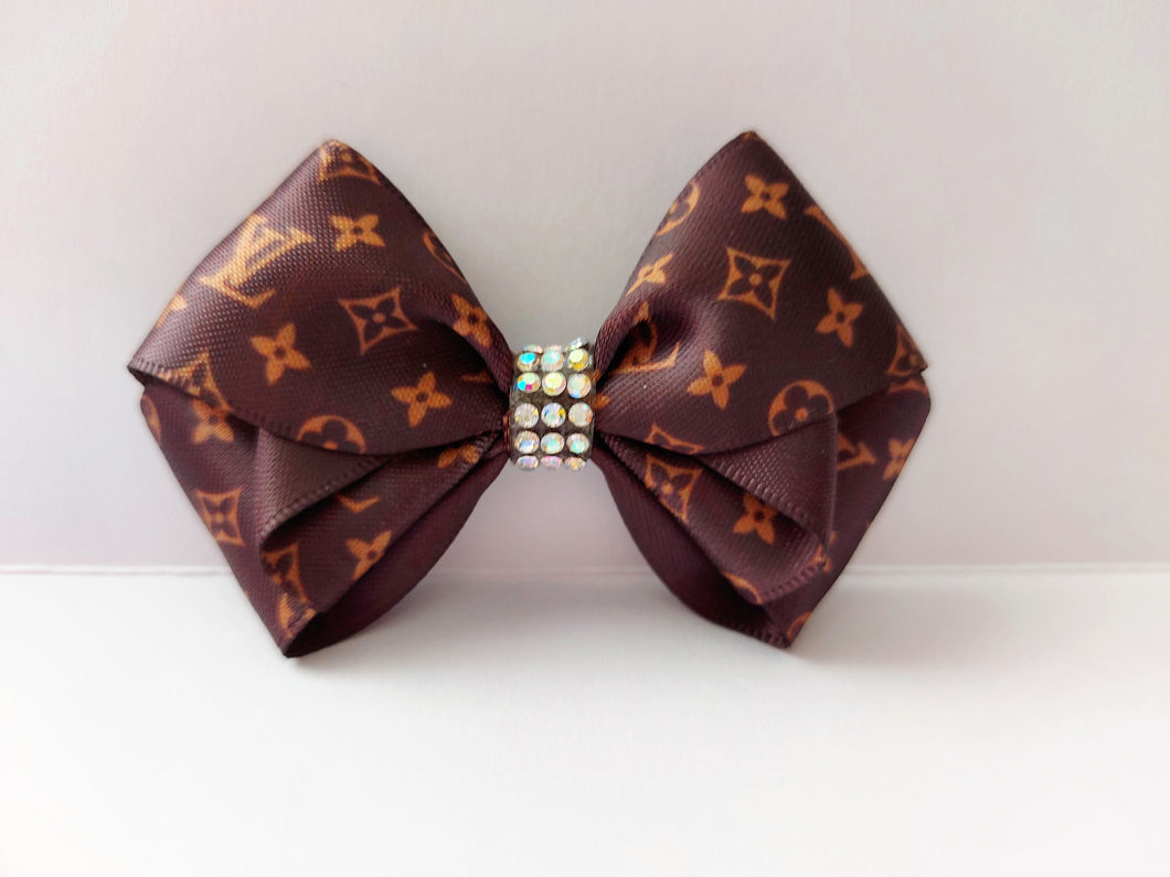 LV inspired hairbow (brown)